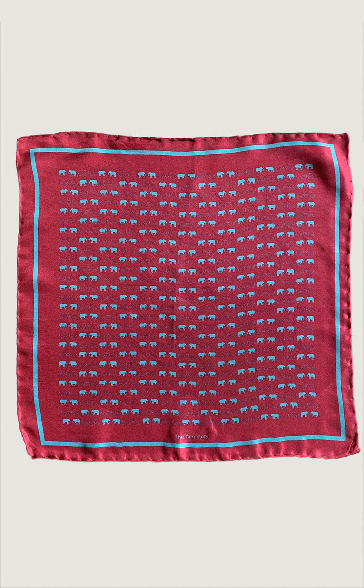 Crimson Micro Elephant Pocket Square