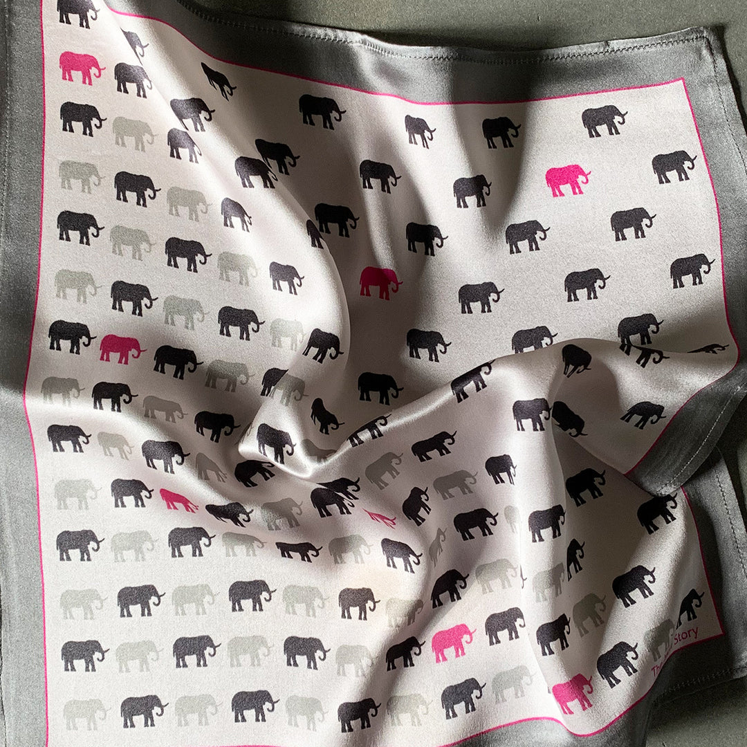 Grey Elephant Pocket Square