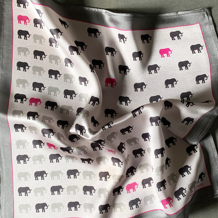 Grey Elephant Pocket Square