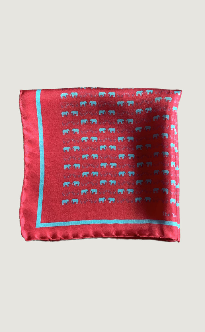 Crimson Micro Elephant Pocket Square