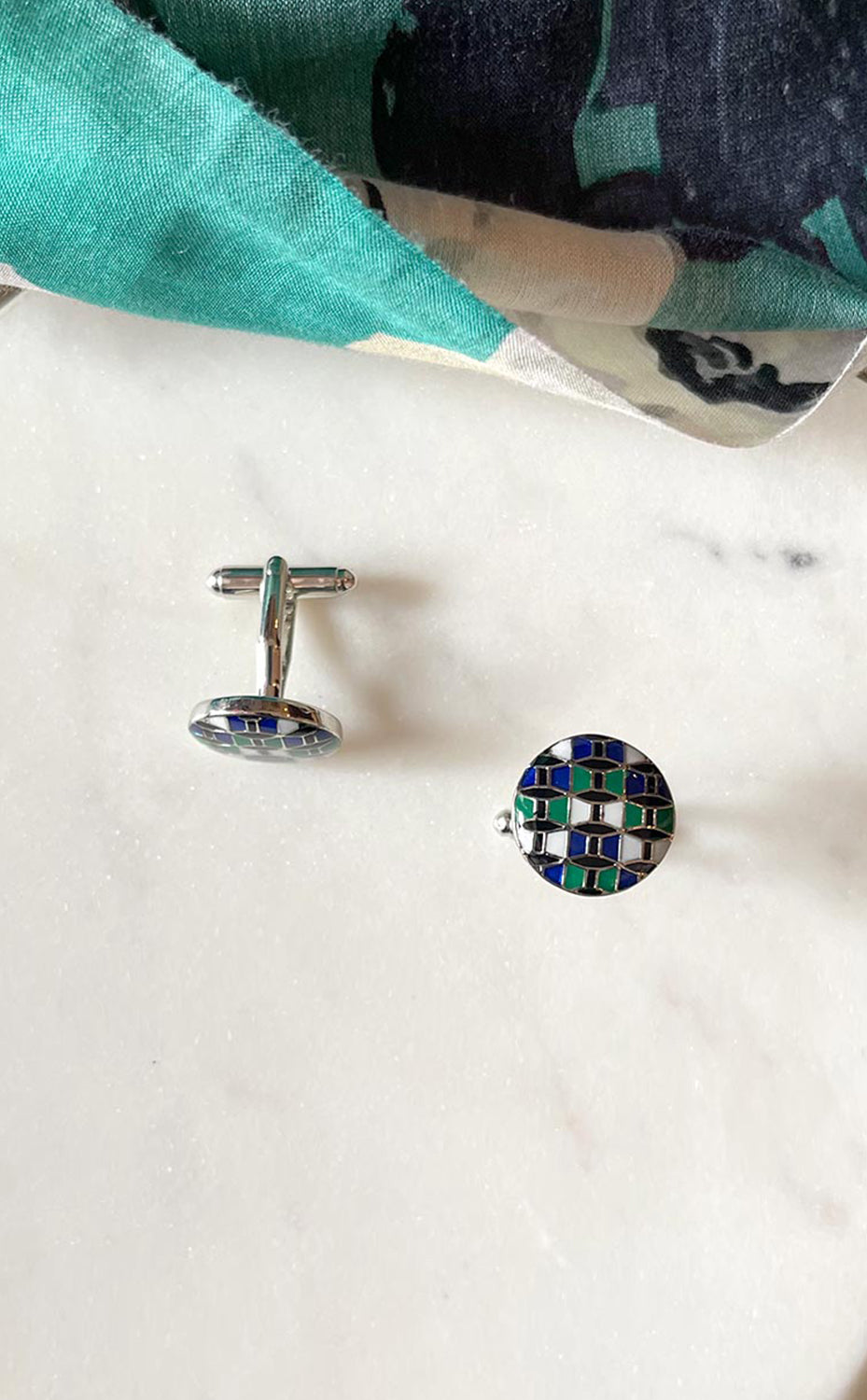 Geometric Green Cufflink