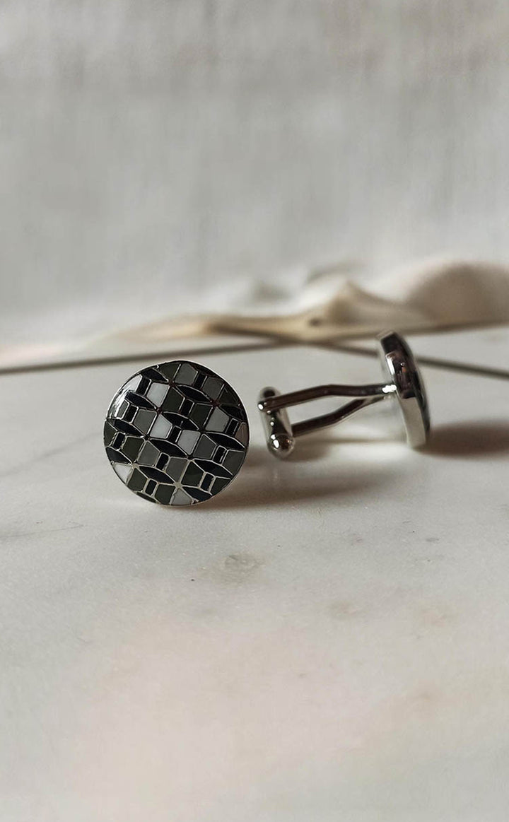 Geometric Grey Cufflink