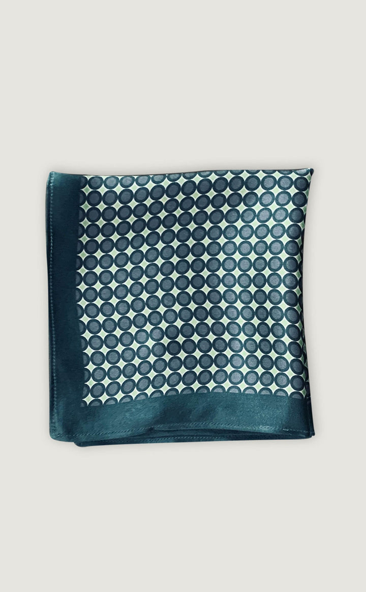Teal Grey Polka Pocket Square