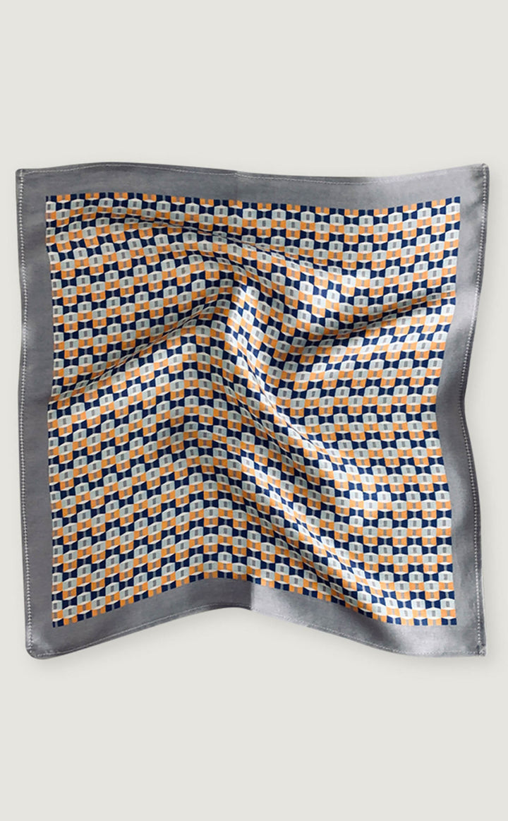 Geometric Orange Grey Pocket Square