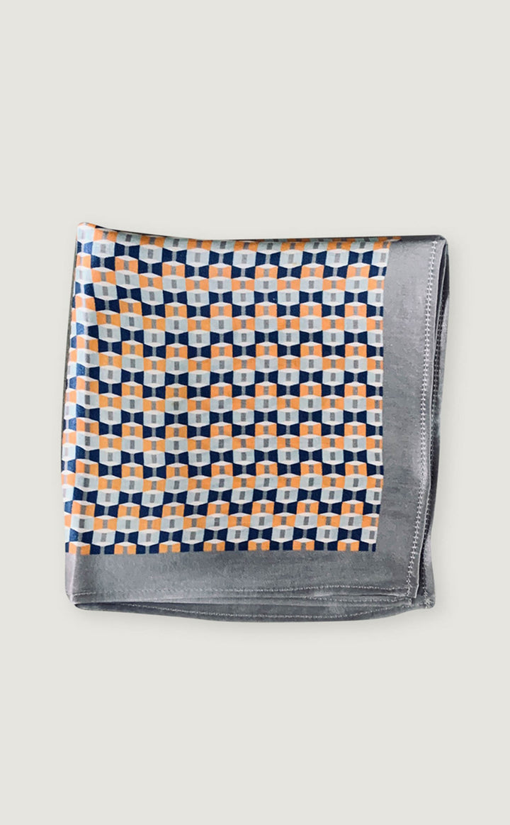Geometric Orange Grey Pocket Square
