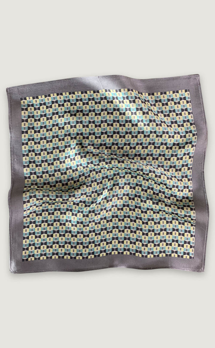 Geometric Blue Grey Pocket Square