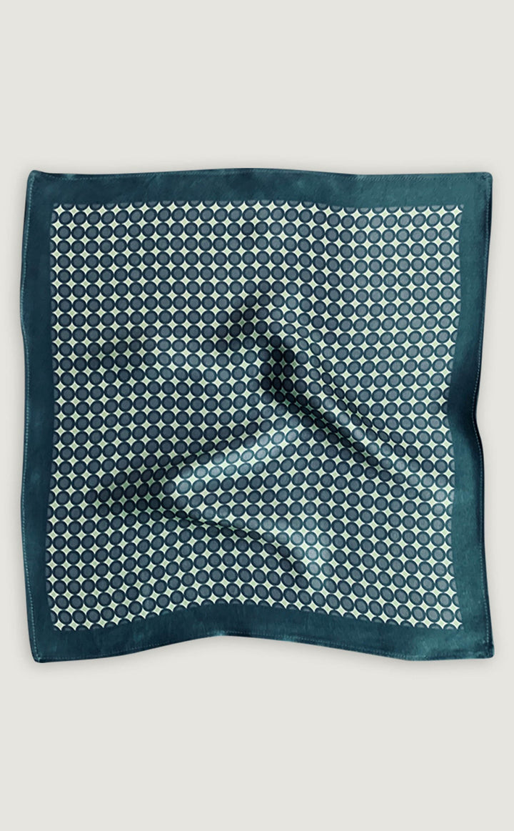 Teal Grey Polka Pocket Square