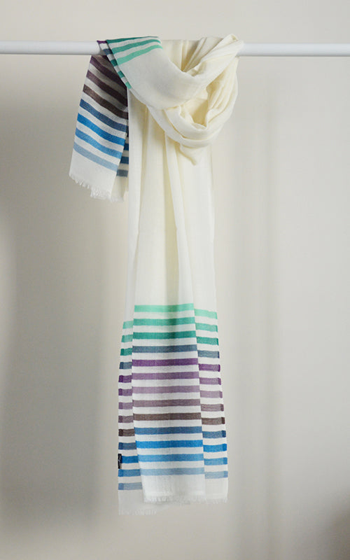Merino Stripes White Blue