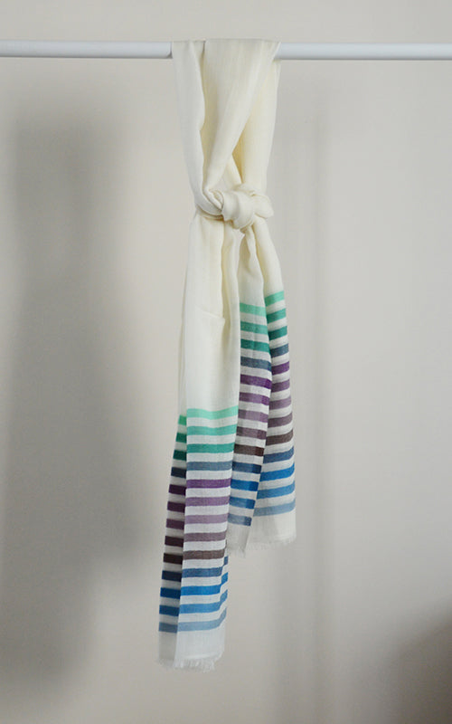 Merino Stripes White Blue