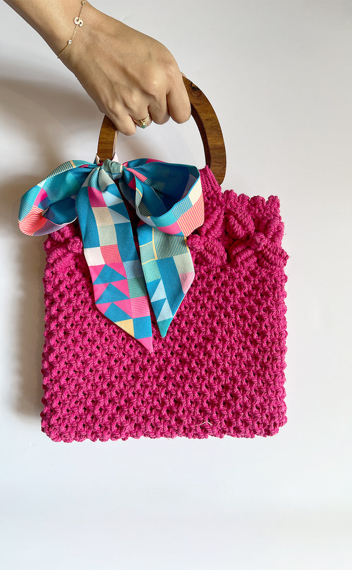 Macrame Bag - Raspberry